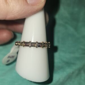 Exploring New Heights Lab Created Green Rainbow Topaz Rose Gold Plating Size 9